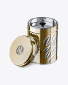 Opened Metallic Tin Box Mockup - High-Angle Shot