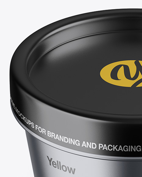 Matte Metallic Container Mockup - Front View (High-Angle Shot)