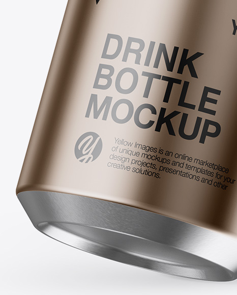 Slanted Matte Metallic Drink Bottle Mockup