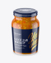 Clear Glass Jar with Sweet & Sour Sauce Mockup - High-Angle Shot