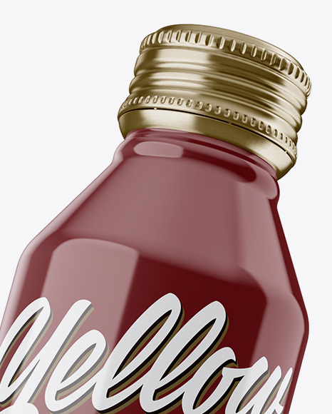 Slanted Metallic Drink Bottle With Glossy Finish Mockup - Free Download