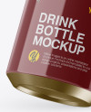 Slanted Metallic Drink Bottle With Glossy Finish Mockup