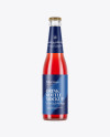Clear Glass Bottle With Red Drink Mockup