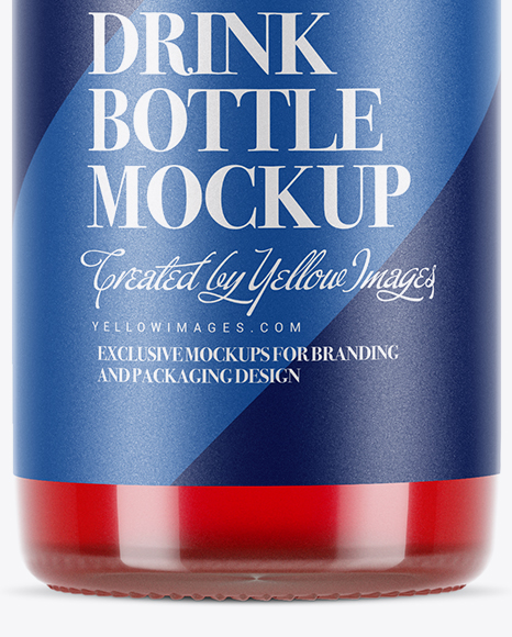 Clear Glass Bottle With Red Drink Mockup