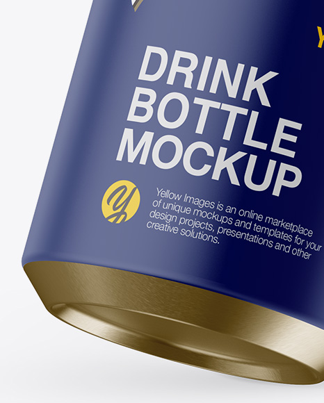 Slanted Metallic Drink Bottle With Matte Finish Mockup