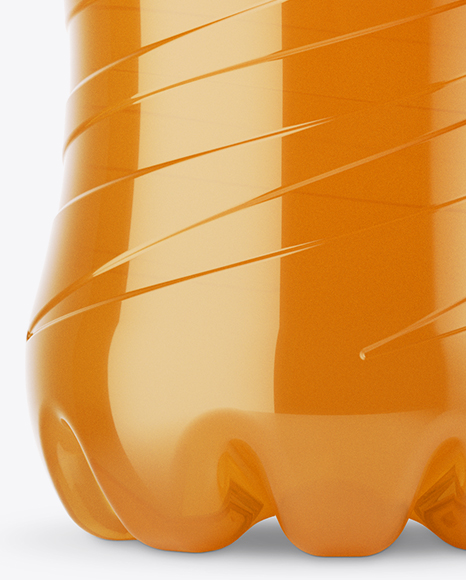 Clear PET Bottle with Orange Drink Mockup