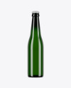 Green Glass Bottle With Lager Beer Mockup