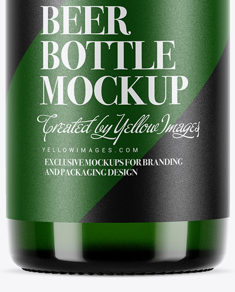 Green Glass Bottle With Lager Beer Mockup