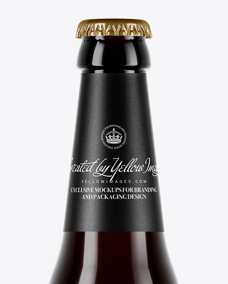 Dark Amber Glass Beer Bottle Mockup