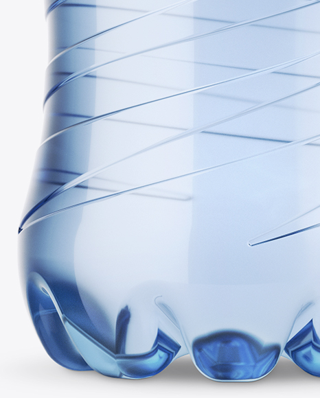 Blue PET Bottle with Water Mockup