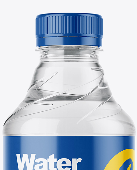 Clear PET Bottle with Water Mockup