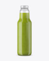 Clear Glass Bottle with Green Smoothie Mockup