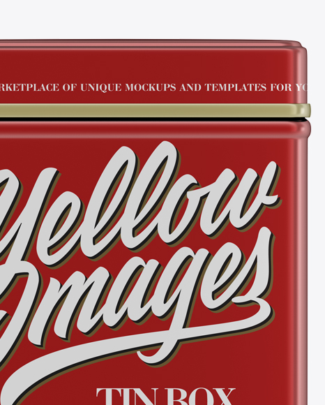 Metallic Square Tin Box Mockup - Front View