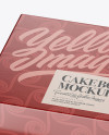 Glossy Cake Box Mockup - Half Side View (High-Angle Shot)