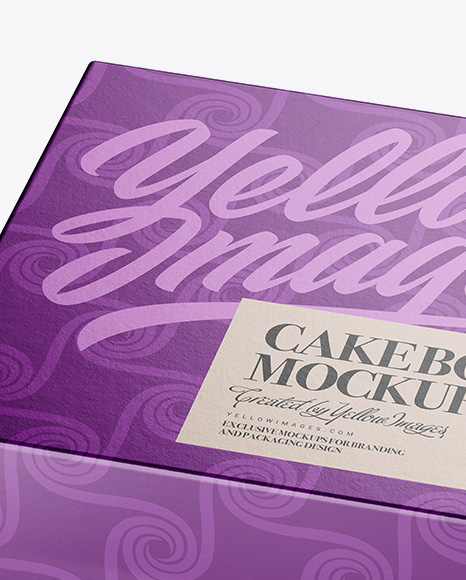 Metallic Cake Box Mockup - Half Side View (High-Angle Shot)