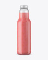 Clear Glass Bottle with Strawberry Smoothie Mockup