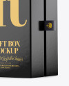 Glossy Gift Box Mockup - Half Side View (Eye-Level Shot)