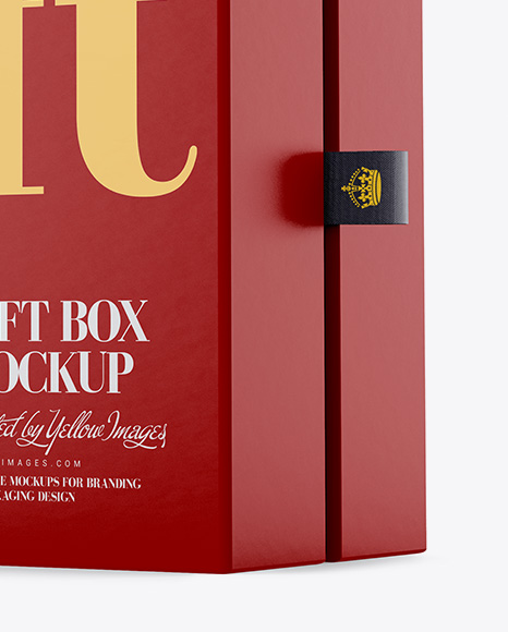 Matte Gift Box Mockup - Half Side View (Eye-Level Shot)