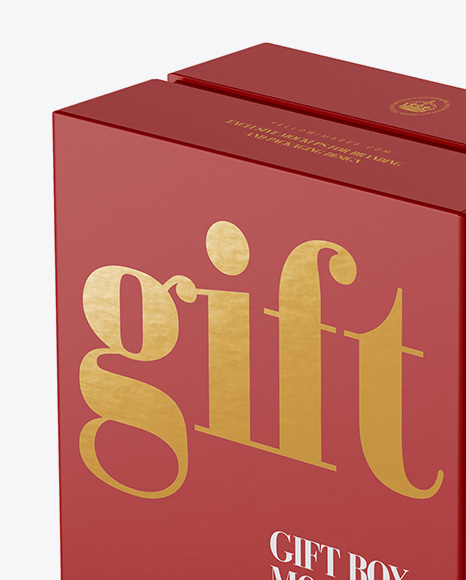 Matte Gift Box Mockup - Half Side View (High-Angle Shot)