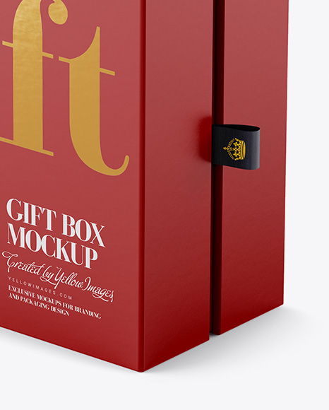 Matte Gift Box Mockup - Half Side View (High-Angle Shot)