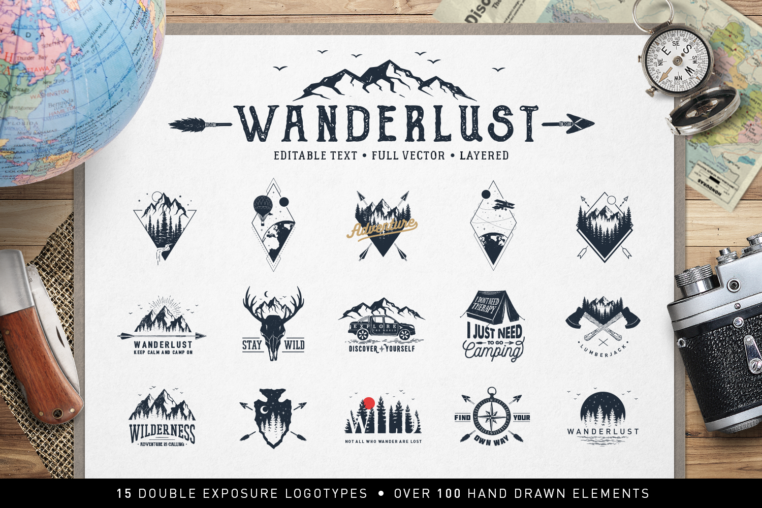 Wanderlust. 15 Double Exposure Logos Wanderlust. 15 Double Exposure Logos
