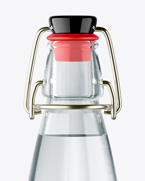 Clear Glass Water Bottle W/ Clamp Lid Mockup