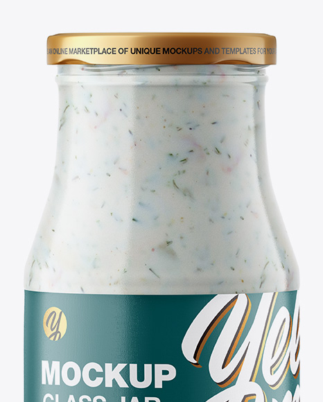 Glass Jar with Tartar Sauce Mockup