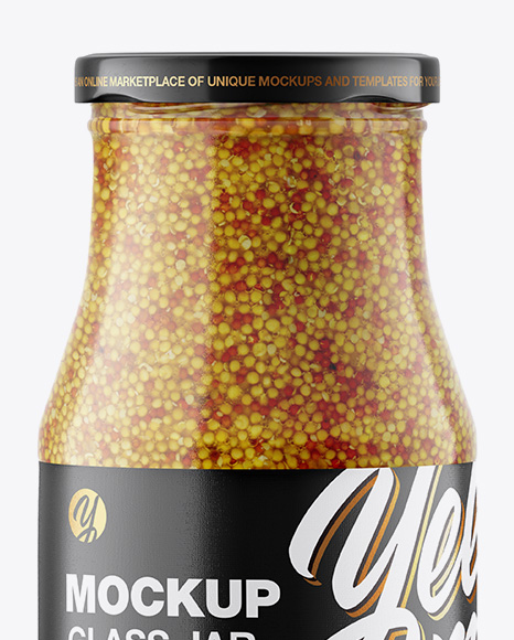 Glass Jar with Wholegrain Mustard Mockup Glass Jar with Wholegrain Mustard Mockup