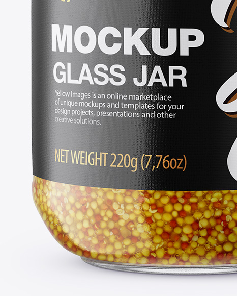 Glass Jar with Wholegrain Mustard Mockup