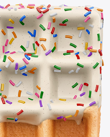 Chocolate Glazed Belgian Waffle With Sprinkles Mockup