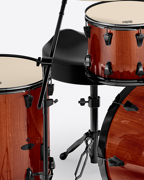 Drum Kit Mockup - Half Side View (High-Angle Shot)