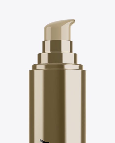 Metallic Bottle With Pump Mockup Metallic Bottle With Pump Mockup