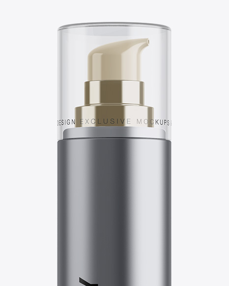 Matte Metallic Bottle With Pump Mockup