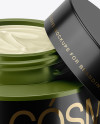 50ml Opened Matte Cream Jar Mockup (High-Angle Shot)