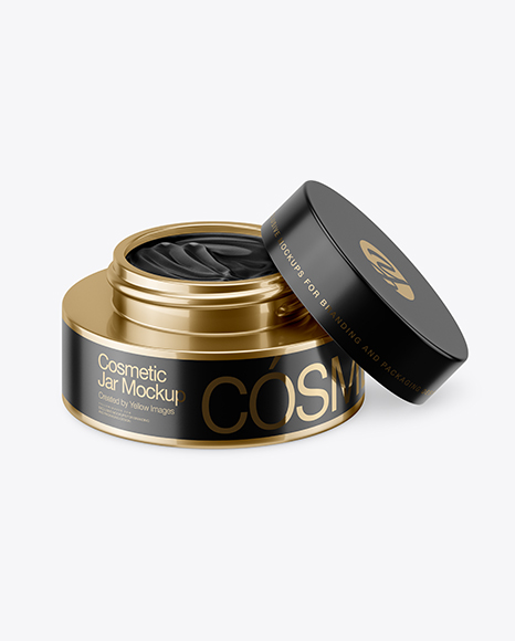 50ml Opened Metallic Cream Jar Mockup (High-Angle Shot)