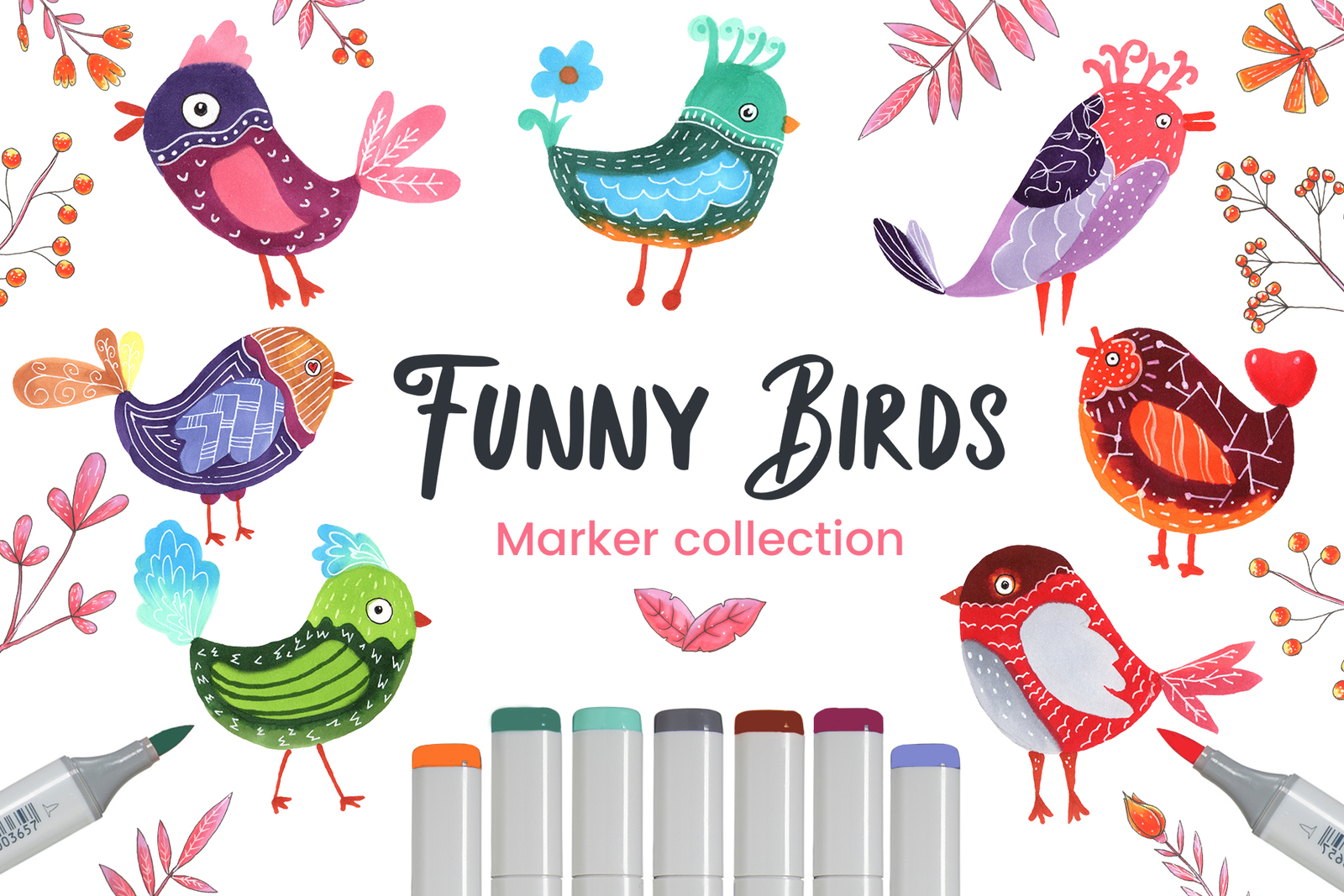 Funny Birds Set Marker Collection Funny Birds Set Marker Collection
