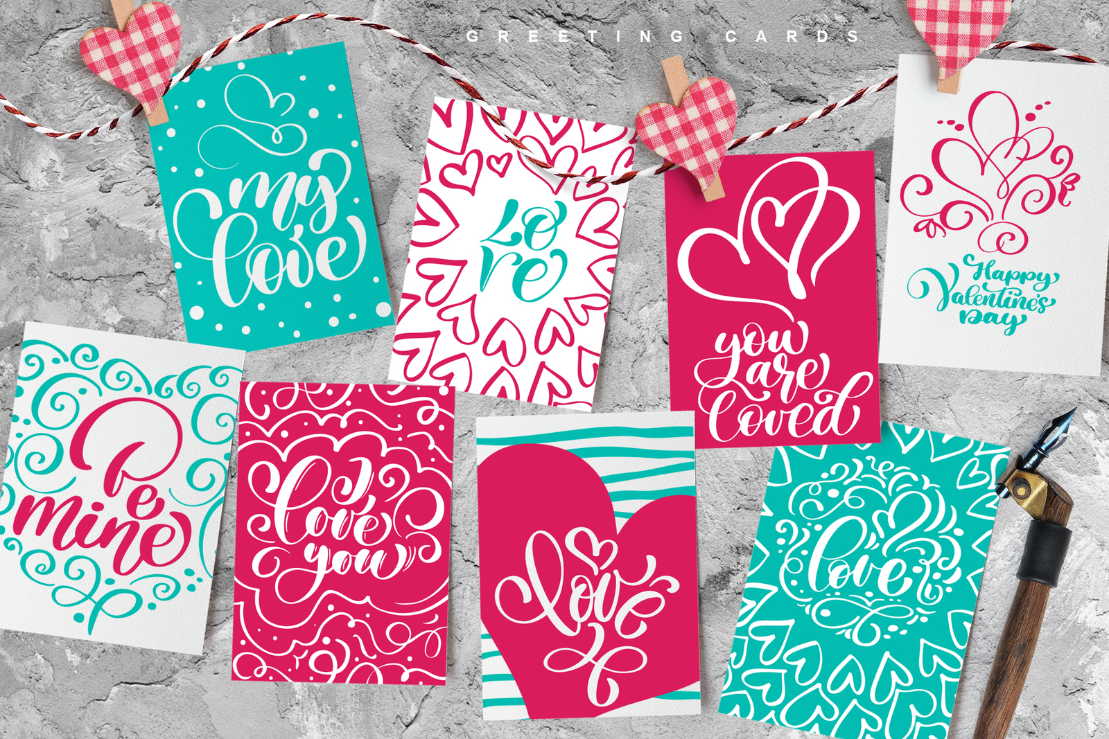 Valentines «I Love You» Vector Photo Overlay Collection