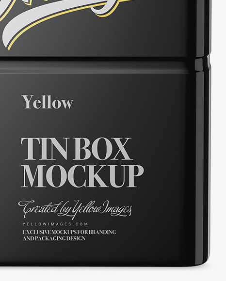 Glossy Tin Box Mockup - Front View