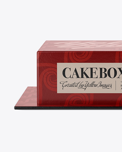 Glossy Cake Box Mockup - Front View