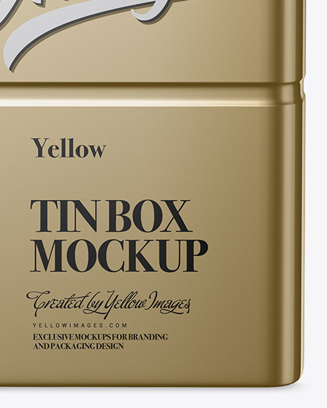 Metallic Tin Box Mockup - Front View