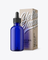 50ml Blue Glass Dropper Bottle W/ Kraft Box Mockup