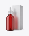 50ml Red Glass Dropper Bottle W/ Kraft Box Mockup