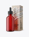 50ml Red Glass Dropper Bottle W/ Kraft Box Mockup