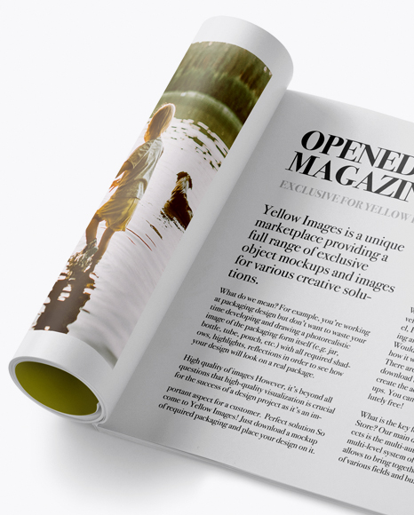 Opened Magazine Mockup - Half Side View