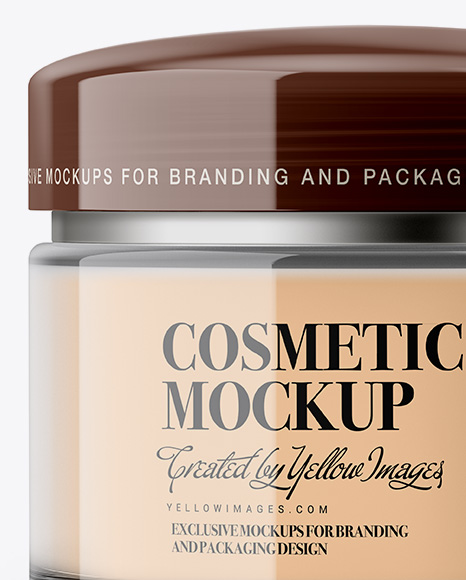 Clear Cosmetic Jar With Cream Mockup