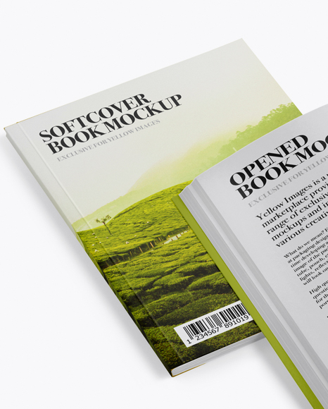 Two Softcover Books Mockup - Half Side View