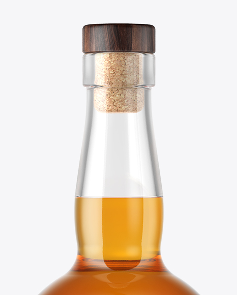 Whiskey Bottle with Wooden Cap Mockup