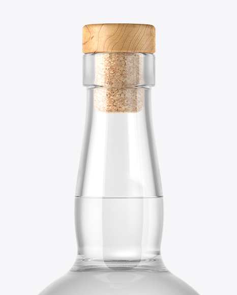 Vodka Bottle with Wooden Cap Mockup