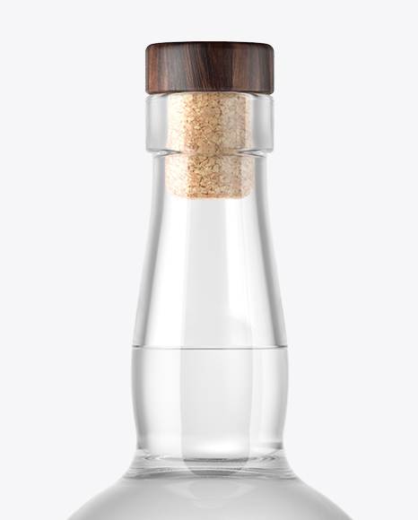 Vodka Bottle with Wooden Cap Mockup