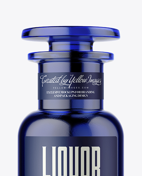 Blue Glass Bottle Mockup